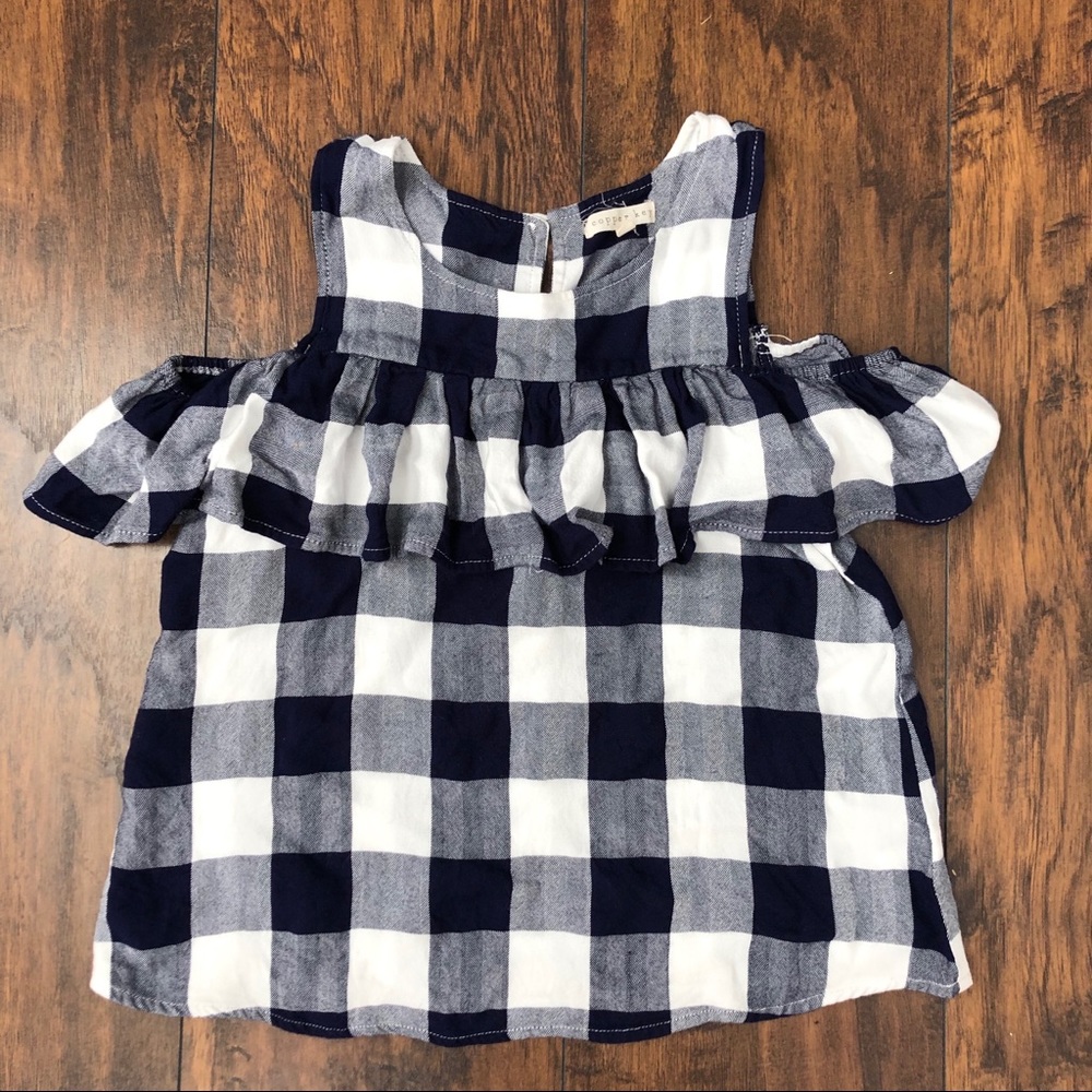 Copper Key Cold Shoulder Buffalo Check Top M